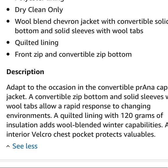 PRANA Caprise Black / Gray Jacket Size Medium NWT - Picture 4 of 5